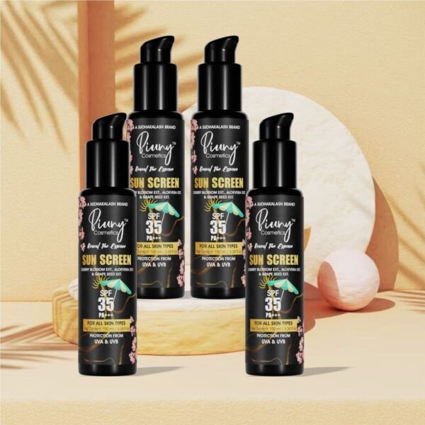 PIUNY Cherry Blossom, Aloevera & Grape Seed Ext. SPF 35 PA+++ UVA UVB Protection SunScreen (100 ML Each_ Pack of 4)