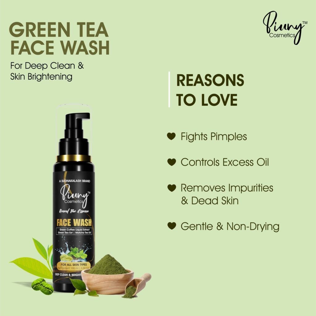 Piuny Green Tea Face wash for Deep Clean & Skin Brightening